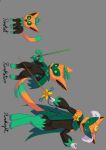 absurd_res ambiguous_gender anthro black_body black_sclera cloak clothing crown domestic_cat elemental_creature felid feline felis feral flora_fauna flower food food_creature for_a_head fruit fur gloves_(marking) green_eyes grey_background group headgear hi_res holding_object holding_weapon humanoid inner_ear_fluff leg_markings living_fruit mammal markings melee_weapon multicolored_body multicolored_fur object_head open_mouth plant pumkat pumpkin pumpkin_head simple_background socks_(marking) sword thedogface trio tuft weapon