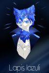  2018 ambiguous_gender anthro blue_eyes blue_hair canine chest_tuft clothed clothing fur hair land_of_the_lustrous looking_at_viewer mammal mineral_fauna shiny smile smug tuft white_fur 纯音_泉几 