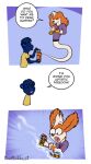 2024 3_panel_comic anthro canid canine canis clothing coffee_machine comic dialogue domestic_dog dot_eyes duo english_text eyes_closed felid floppy_ears freckles_(artist) fur genie hair hoodie humor leopard male mammal open_mouth open_smile orange_body orange_fur pantherine pecas_(freckles) purple_body purple_fur simple_eyes smile speech_bubble text topwear white_body white_fur white_hair wide_eyed