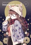  adjusting_eyewear animal_hood bad_id bad_pixiv_id bangs blush booota braid breasts brown_hair cardigan closed_mouth commentary_request cover cover_page doujin_cover floral_print fringe_trim from_side glasses hood jacket long_hair looking_at_viewer medium_breasts open_cardigan open_clothes open_jacket original pig_tail plaid plaid_scarf purple_eyes red_scarf scarf smile solo tail twin_braids upper_body 