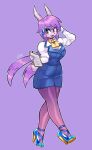 absurd_res anthro clipboard clothing dragon female footwear freedom_planet galaxytrail hi_res high_heels jamoart kerchief looking_at_viewer mythological_creature mythological_scalie mythology neckerchief neckwear open_mouth open_smile sash_lilac scalie secretary shoes smile solo