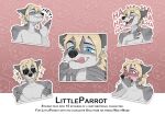 animal_humanoid anthro blonde_hair blue_eyes canid canid_humanoid canine canine_humanoid canis cigarette claws embarrassed english_text eyewear fur glasses hair hoffersanchez humanoid laugh male male/male mammal mammal_humanoid smile solo sticker sticker_pack teeth text tongue wolf wolf_humanoid