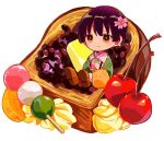 1boy animal animal_ears axis_powers_hetalia baggy_pants black_hair blunt_ends blush brown_shoes cake cake_slice cherry chibi closed_mouth collared_shirt cup dango dog dog_ears flower food fruit full_body green_tea hair_flower hair_ornament haori holding holding_cup icing japan_(hetalia) japanese_clothes lemon lemon_slice long_sleeves male_focus mandarin_orange_slice open_clothes orange_eyes pants pet pink_flower sanamaru_(sana79261827) shirt shoes short_hair simple_background sitting smile solo sparkling_eyes suspenders tea wagashi white_background white_pants white_shirt wide_sleeves yunomi 
