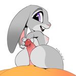  2017 anthro big_butt breasts butt disney duo faceless_male female female_focus female_on_top hot_dogging judy_hopps lagomorph looking_at_viewer looking_back male male/female mammal nipples nude on_top open_mouth penis purple_eyes rabbit rear_view reverse_cowgirl_position sex short_stack signature simple_background solo_focus teeth tongue white_background xylas zootopia 