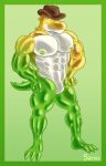 2025 abs absurd_res alligator alligatorid anthro big_pecs candy clothing cowboy_hat crocodilian dessert digital_drawing_(artwork) digital_media_(artwork) food food_creature glitch_productions green_body gummigoo_(tadc) gummy_(food) gummy_creature hands_on_hips hat headgear headwear hi_res huge_pecs living_candy looking_at_viewer male multicolored_body muscular muscular_anthro muscular_arms muscular_legs muscular_male nipples nude nude_anthro nude_male pecs reptile sartex scalie signature simple_background smile smiling_at_viewer solo standing tail the_amazing_digital_circus white_body yellow_body