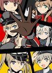  :d ;d anchor_hair_ornament aqua_eyes bismarck_(kantai_collection) blue_eyes brown_eyes brown_hair commentary_request detached_sleeves dress garrison_cap german_flag germany graf_zeppelin_(kantai_collection) hair_ornament hat high_five highres kantai_collection light_brown_hair long_hair looking_at_viewer multiple_girls one_eye_closed open_mouth parted_lips peaked_cap prinz_eugen_(kantai_collection) purple_eyes sailor_dress short_hair silver_hair smile torpedo twintails u-511_(kantai_collection) yukimi_unagi z1_leberecht_maass_(kantai_collection) z3_max_schultz_(kantai_collection) 