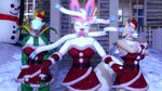  16:9 2017 3d_(artwork) anthro breasts christmas clothing digital_media_(artwork) eeveelution eyes_closed female garry&#039;s_mod hat holidays looking_at_viewer lycanroc mammal nintendo open_mouth pok&eacute;mon pok&eacute;mon_(species) pok&eacute;morph reptile scalie serperior sylveon valiance22 video_games 