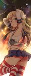  :o anchor_hair_ornament armpits ass black_panties blonde_hair blush butt_crack commentary_request elbow_gloves from_behind gloves hair_ornament hair_ribbon hands_on_own_head highleg highleg_panties highres kantai_collection knee_up long_hair looking_at_viewer looking_back microskirt no_shoes panties ribbon school_uniform serafuku shimakaze_(kantai_collection) skindentation skirt solo standing standing_on_one_leg striped striped_legwear thighhighs underwear uousa-ou white_gloves 