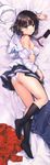  absurdres ass bangs bare_shoulders bed_sheet beret black_legwear blush bra breasts brown_eyes brown_hair cellphone clothes_removed dakimakura full_body hat highres huge_filesize katou_megumi looking_at_viewer lying medium_breasts misaki_kurehito no_shoes official_art on_side open_clothes open_mouth panties phone saenai_heroine_no_sodatekata scan short_hair smartphone solo underwear white_panties 