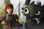  armor black_skin brown_hair dragon duo eating fish fishing fishing_rod forest green_eyes hair hiccup_(httyd) how_to_train_your_dragon human mammal marine night_fury portrait ruby_art toothless tree watermark 