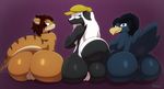  2017 absurd_res anthro anus avian beak big_breasts big_butt bird blush breasts brigly_(miso_souperstar) brown_fur bubble_butt butt digital_media_(artwork) feathers female fur group group_sex hair hi_res huge_butt jaycee_(miso_souperstar) long_hair looking_at_viewer looking_back mammal miso_souperstar murkrow mustelid nintendo nude ophelia_(miso_souperstar) otter pok&eacute;mon pok&eacute;mon_(species) pok&eacute;morph presenting presenting_hindquarters pussy raised_tail rear_view sex shortstack simple_background skunk smile threesome video_games voluptuous wide_hips 