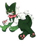 2025 3_fingers 3_toes 4:5 :3 absurd_res abyss_creature_(artist) ambiguous_anthro ambiguous_gender anthro big_butt biped blush blush_lines butt colored cute_fangs digital_media_(artwork) digitigrade fangs feet felid feline fingers frill_(anatomy) full-length_portrait fur generation_9_pokemon green_body green_fur half-closed_eyes hi_res hindpaw kemono looking_at_viewer lying mammal mask meowscarada monotone_tail multicolored_body multicolored_fur narrowed_eyes neck_frill nintendo nude on_side pawpads paws pink_eyes pink_nose pink_pawpads pinup pokemon pokemon_(species) portrait pose scut_tail shaded short_tail simple_background snaggle_tooth solo tail teeth toes two_tone_body two_tone_fur white_background white_body white_fur white_tail