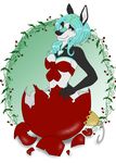  blue_eyes blue_hair bow breasts christmas cleavage clothed clothing cute female gift green_eyes hair holidays holly_(disambiguation) invalid_tag kangaroo looking_at_viewer mammal marsupial miss_rain ornament simple_background smile surprise wrapped 