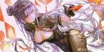  1girl black_dress black_gloves dress girls&#039;_frontline girls&#039;_frontline_2:_exilium gloves hair_ornament hairpin hongbao long_hair purple_eyes qi_du_tiantian_xiang_xingyun red_eyes solo wa2000_(girls&#039;_frontline) 