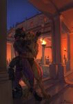 anthro anthro_on_anthro arm_grab armband background_character backsack balls balls_outline bandanna_on_forehead bath bathhouse black_body black_fur black_hair blonde_hair bottomwear bracelet brazier bulge butt claws clothing crotchless_clothing detailed_bulge dungeons_and_dragons ear_piercing eye_contact felid fire fluffy fluffy_tail fossa666 fur genital_outline genitals hair harem_outfit hasbro hi_res jewelry kerchief leather leather_strap lion loincloth looking_at_another male male/male mammal markings neckband neckwear night pantherine pawpads piercing public ring spots spotted_body spotted_fur standing straps tabaxi tail tail_around_leg tail_tuft tail_wraps tan_body tan_fur teeth translucent translucent_clothing tuft underwear wizards_of_the_coast wraps