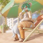 1:1 anthro beach beach_chair big_butt butt butt_smother duo eyewear facesitting female glasses hi_res larger_female male male/female mammal minia mouse murid murine rodent sitting_on_another size_difference smothering thick_thighs