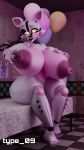 3d_(artwork) 4_toes 9:16 animatronic anthro areola balloon big_areola big_breasts big_nipples breasts canid canine checkered checkered_floor curvy_figure dark_areola digital_media_(artwork) feet female five_nights_at_freddy&#039;s fox funtime_foxy_(fnaf) furniture glowing glowing_eyes hi_res huge_breasts huge_nipples huge_thighs hyper hyper_breasts inflatable inside looking_at_viewer machine mammal nipple_fetish nipple_play nipples on_table open_mouth pink_body puffy_nipples robot robot_anthro scottgames sharp_teeth sister_location sitting sitting_on_table solo table teeth thick_thighs toes type_09 watermark white_body yellow_eyes