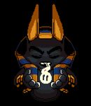  2016 4_fingers ambiguous_gender anthro anubis black_background deity digital_media_(artwork) eyes_closed harmarist low_res pixel_(artwork) simple_background solo 