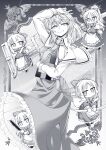  0-den 1girl absurdres alice_margatroid book dress frilled_hairband frills greyscale hairband highres holding holding_book looking_at_viewer monochrome shanghai_doll short_hair smile solo touhou 