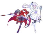 alternate_costume commentary_request crescent_rose holding holding_sword holding_weapon iesupa left-handed multiple_girls myrtenaster pantyhose ruby_rose rwby sword weapon weiss_schnee 