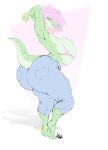 2025 absurd_res anthro big_breasts big_butt bottom_heavy bottomwear bra bracelet breasts butt clothing crocodile crocodilian denim denim_bottomwear denim_clothing digital_media_(artwork) donkey_kong_(series) dullvivid ear_piercing ear_ring eyelashes female green_body green_scales hair hands_behind_head hi_res huge_breasts huge_butt huge_thighs hyper hyper_butt jeans jewelry kalypso kremling looking_at_viewer nintendo pants piercing pink_hair red_eyes reptile ring_piercing sagging_breasts scales scalie sharp_teeth side_boob side_view solo teeth thick_thighs underwear wide_hips