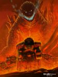  2024 6+boys absurdres adeptus_astartes armor artist_name bioluminescence blue_eyes breastplate crossover dated deviantart_username fantasy gauntlets giant giant_monster glowing glowing_mouth godzilla godzilla_(series) greaves green_armor highres holding holding_sword holding_weapon instagram_username kaiju monster multiple_boys niellustrate open_mouth ornate_armor pauldrons power_armor primarch red_eyes salamanders_(warhammer) science_fiction sharp_teeth shoulder_armor skull_ornament spines sword tail teeth twitter_username vulkan warhammer_40k weapon 