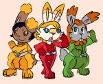 alex_(totally_spies!) alternate_species black_hair blonde_hair blue_eyes bodysuit brown_body brown_fur buckteeth buneary bunnelby clothing clover_(totally_spies!) female feral flrnfluff fluffy fur generation_4_pokemon generation_6_pokemon generation_8_pokemon green_eyes grey_body grey_fur group hair implied_transformation karate lagomorph leporid mammal nintendo open_mouth orange_eyes orange_hair pokemon pokemon_(species) rabbit rabbit_ears sam_(totally_spies!) scorbunny scut_tail short_tail simple_background skinsuit spy tail teeth tight_clothing totally_spies! trio white_body white_fur