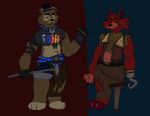 aesthetic alternative_fashion anthro bear canid canine duo five_nights_at_freddy&#039;s fox foxy_(fnaf) freddy_(fnaf) hi_res male male/male mammal nasthane punk scottgames