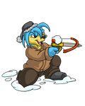  2017 alpha_channel anthro black_nose blue_hair clothed clothing crossbow echidna flinters footwear hair male mammal monotreme ranged_weapon shoes simple_background snow snowball solo transparent_background weapon 