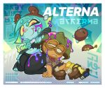 animal_humanoid arthropod blue_body blue_skin blur_sotong border cephalopod cephalopod_humanoid duo eyewear female freakshlow goggles headband_ears hi_res horseshoe_crab humanoid ink male male/female marine marine_humanoid mollusk mollusk_humanoid nintendo sheldon_(splatoon) splatoon squid_humanoid white_border