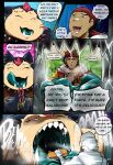 2024 anthro bodily_fluids claws clothed clothing colored comic_panel cookie_(rchammer) duo emanata english_description english_text eyes_closed fangs female food generation_1_pokemon hair hi_res human licking licking_lips male mammal nintendo one_eye_closed onomatopoeia open_mouth pink_eyes pokemon pokemon_(species) pokemon_trainer rchammer red_claws red_hair saliva sandwich_(food) sharp_teeth snorlax sound_effects teeth text tongue tongue_out white_speech_bubble