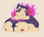 alternate_species anthro anthrofied areola barazoku barbell_piercing big_muscles big_pecs blue_body blue_eyebrows blue_fur bust_portrait closed_smile colored_fire colored_sketch countershade_face countershade_fur countershade_neck countershade_torso countershading deltoids digital_drawing_(artwork) digital_media_(artwork) eyebrows fire flat_colors fur generation_2_pokemon half-closed_eyes hi_res jewelry looking_at_viewer male male_anthro monotone_background mouth_closed multicolored_body multicolored_fur muscular muscular_anthro muscular_male narrowed_eyes necklace necklace_only nintendo nipple_barbell nipple_piercing nipples nude nude_anthro nude_male pecs piercing pink_areola pink_nipples pokemon pokemon_(species) pokemorph portrait purple_fire red_eyes simple_background sketch smile smiling_at_viewer solo tan_body tan_fur theor theor_(character) three-quarter_view trapezius two_tone_body two_tone_fur typhlosion