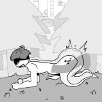 1:1 amphibian animal_genitalia anthro balcony big_butt bodily_fluids building butt car chain-link_fence disembodied_penis doggystyle duo equine_genitalia fence flower from_behind_position genitals glistening glistening_butt grass hi_res ladder legless lily_pad male male/male monochrome penis plant prostate_stimulation saliva satisfied_look sex shrub stick_figure tadpole tree vehicle