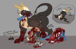 after_rape after_sex amputated_leg anthro anthro_on_feral apology bestiality bisected blood blood_on_body blood_on_penis blood_splatter bodily_fluids bruised cannibalism death decapitation deep_throat dragon female feral forced gore group guts hard_vore hi_res horny_juice incest_(lore) intestines lizard luneytuney male male/female mythological_creature mythological_scalie mythology necrophilia oral oral_penetration organs pectoral_bulge penetration rape reptile scalie sex size_difference snuff soully_(character) spine trio vore