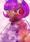  1girl android antennae bob_cut cape dark_skin dynatron_(mighty_no._9) hairband headphones mighty_no._3 mighty_no._9 no_humans purple_hair red_eyes robot short_hair solo 