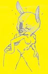  anthro breasts canine dog female mammal nipples nude olive_(character) olive_the_other_reindeer one_eye_closed pussy smile solo wide_hips wink yellow_theme 