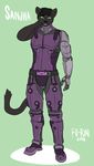  2016 anthro armor black_fur clothed clothing cybernetics cyborg feline fur furinkazan green_eyes hair machine male mammal overwatch sanjha_kitani simple_background solo video_games 