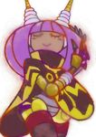  1girl android antennae bob_cut cape claws dynatron_(mighty_no._9) eyes_closed mighty_no._3 mighty_no._9 no_humans purple_hair robot short_hair smile solo 