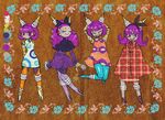  android antennae bob_cut claws dark_skin dress dynatron_(mighty_no._9) eyebrows eyes_closed high_heels mighty_no._3 mighty_no._9 no_humans purple_hair red_eyes robot sharp_teeth short_hair smile teeth 