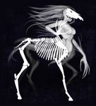  animate_skeleton bone breasts centaur creepy dark_theme equine equine_taur featureless_breasts female ghost hair helllemur hooves long_hair mammal nude side_view simple_background skeleton skull_mask solo spirit standing taur textured_background 