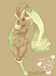  absurdres black_sclera bunny eyebrows fuchsia fur furry gen_4_pokemon highres lopunny no_humans pokemon pokemon_(creature) pose pussy red_eyes solo thick_eyebrows 