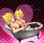  2boys bathtub chocolate dragon_ball dragon_ball_z dragonball_z male male_focus multiple_boys muscle nude son_goku son_gokuu super_saiyan valentine vegeta x-r5xxxlove yaoi 