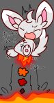ambiguous_gender anthro bodily_fluids burning butt_on_fire eyes_closed fire generation_5_pokemon hand_on_butt hi_res lava minccino nintendo open_mouth pain pokemon pokemon_(species) semi-anthro smoke solo tears xiaoxiatuzi