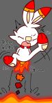 absurd_res ambiguous_gender anthro bodily_fluids burning butt_on_fire eyes_closed fire generation_8_pokemon hand_on_butt hi_res lava nintendo open_mouth pain pokemon pokemon_(species) scorbunny semi-anthro smoke solo tail_on_fire tears xiaoxiatuzi