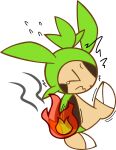 alpha_channel alternate_version_at_source ambiguous_gender anthro bodily_fluids burning butt_on_fire chespin eyes_closed fire generation_6_pokemon hand_on_butt hi_res nintendo pain pokemon pokemon_(species) semi-anthro smoke solo tail_on_fire tears xiaoxiatuzi