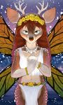  amber_eyes anthro bracelet brown_fur brown_hair cervine clothed clothing deer fairy female flower fur hair insect_wings jewelry jonas magic magic_user mammal necklace plant snow solo tan_fur teeth white_fur willow_(jonas) wings 