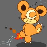 ambiguous_gender anthro blush bodily_fluids burning butt_on_fire eyes_closed fire generation_2_pokemon hand_on_butt hi_res nintendo pain pokemon pokemon_(species) semi-anthro smoke solo tail_on_fire tears teddiursa xiaoxiatuzi