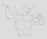 action_pose aduran anthro axe battle_axe bovid bovine cattle fingernails front_view half-length_portrait hi_res holding_axe holding_object horn male male_anthro mammal monochrome muscular muscular_anthro muscular_male nails navel nipples notched_ear nude open_mouth pecs portrait pose simple_background sketch solo