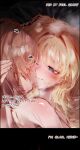  2girls artist_name black_background blonde_hair blue_eyes blush brown_hair commentary honkai_(series) honkai_impact_3rd lantern_(honkai_impact) multiple_girls nude nyeppu portrait signature songque yuri 