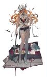  1girl 2022 absurdres ahoge axe bandaged_arm bandages bat_(animal) belt between_breasts black_horns black_nails black_shorts breasts cleavage coffin face_piercing gloves grey_shoes halloween high_heels highres holding holding_axe horns indie_virtual_youtuber long_hair magato_sera mask mask_on_head mayutsuba_mono necktie necktie_between_breasts nose_piercing nose_ring open_mouth orange_eyes orange_hair pantyhose piercing purple_belt purple_necktie red_necktie scar scar_on_arm scar_on_stomach shoes short_shorts shorts single_glove single_leg_pantyhose smile stuffed_animal stuffed_cow stuffed_toy teddy_bear teeth torn_clothes torn_pantyhose upper_teeth_only virtual_youtuber white_gloves 
